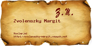 Zvolenszky Margit névjegykártya