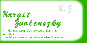 margit zvolenszky business card